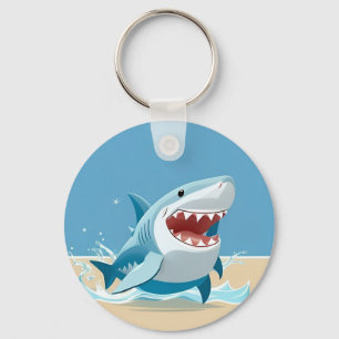 Porte-clés Requin de dessin animé nageant sous l'eau