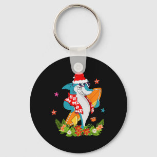 Porte-clés Requin drôle Hawaï été Surfant Requin Noël