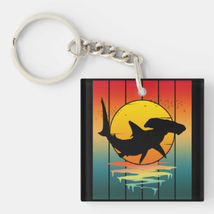 Porte-clés Requin Marteau Coucher de Soleil Vintage 
