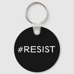 Porte-clés #Resist, texte blanc sur porte - clé noir