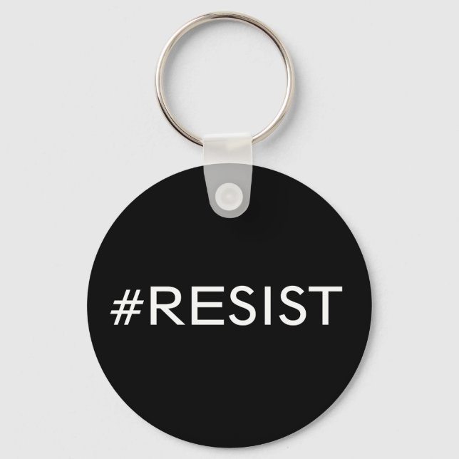 Porte-clés #Resist, texte blanc sur porte - clé noir (Recto)