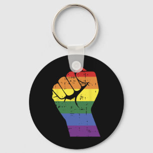 Porte-clés Résiste Poing Retro Arc-En-Ciel Main Gay Lgbt Prid