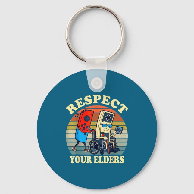 Porte-clés Respect Your Elders Retro Gaming Funny Gamer Contr (Recto)
