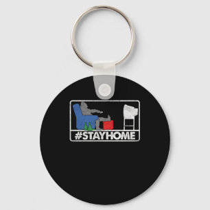 Porte-clés Restez à la maison Regarder la télévision Bière Té