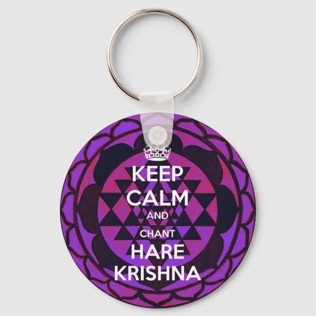 Porte-clés Restez calme et Chant Hare Krishna (Recto)