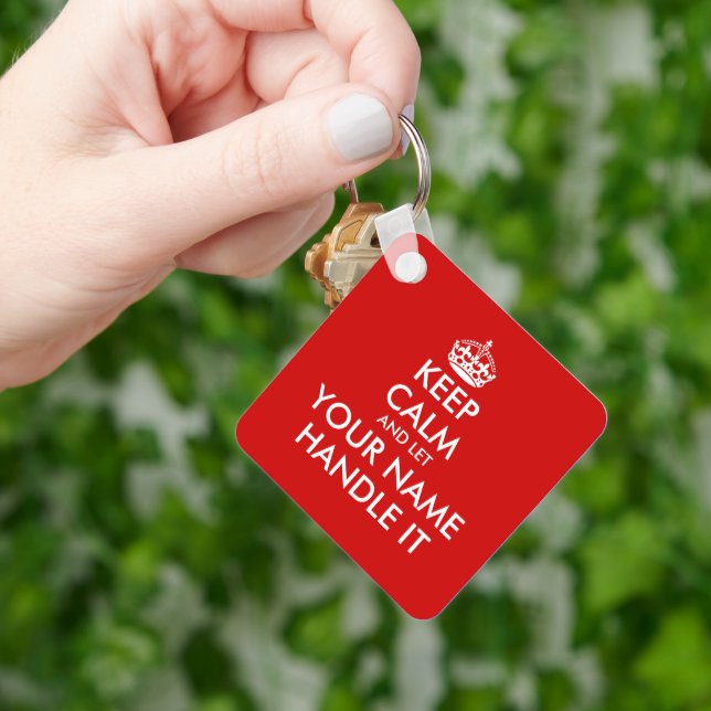 Porte-clés Restez calme et laissez (votre nom) s'en occuper (main)