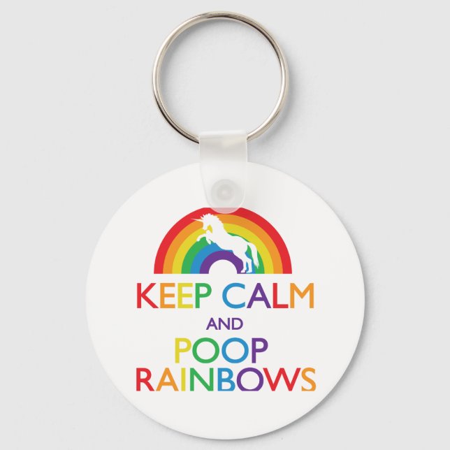 Porte-clés Restez calme et Poop Rainbows Unicorn (Recto)
