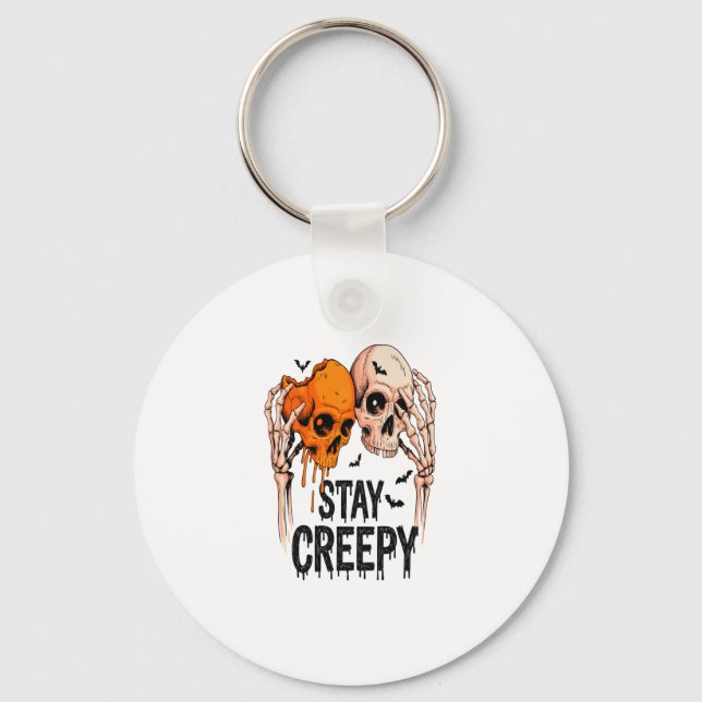 Porte-clés Restez Déplaisant PNG, Rétro Halloween crâne (Recto)