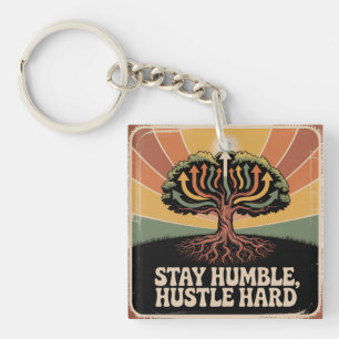 Porte-clés Restez humble, travaillez dur