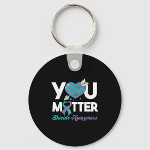 Porte-clés Restez vous Violet Turquoise Coeur Suicide Sensibi