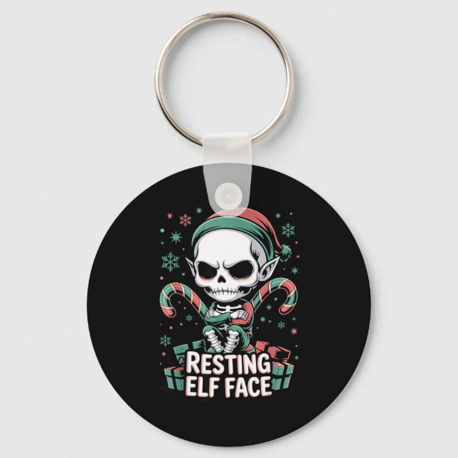 Porte-clés Resting Elf Face Funny Christmas Cute Creepy Women (Recto)