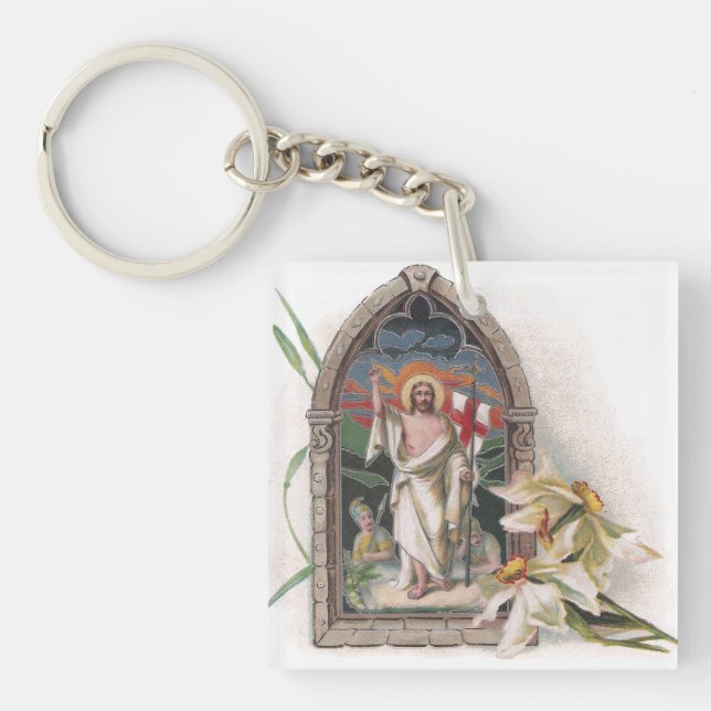 Porte-clés Résurrection de fenêtre d'église du Christ (Devant)