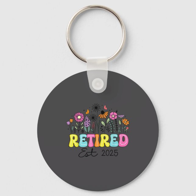 Porte-clés Retired Est 2025 Boho Floral Retirement Retire Tea (Recto)