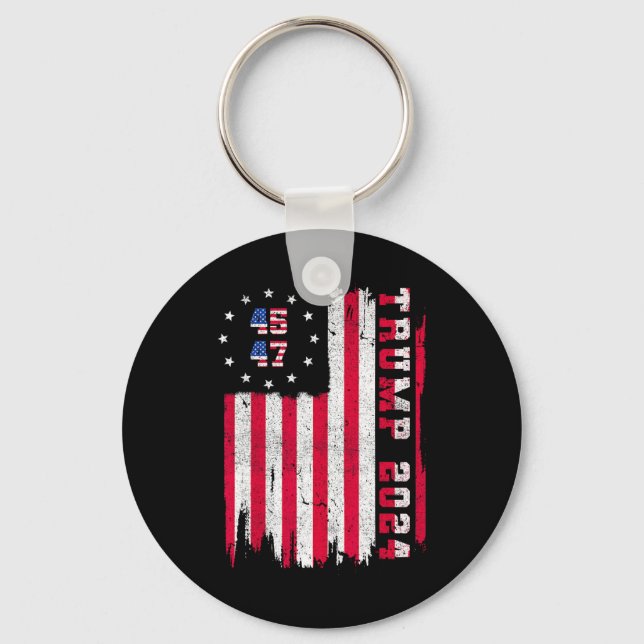 Porte-clés Retour) 45 47 Trump 2024 Drapeau américain (Recto)