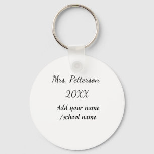 Porte-clés Retour à l'école ajouter nom de l'enseignant année