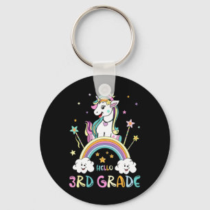Porte-clés Retour À L'École Bonjour 3e Année Rainbow Unicorn