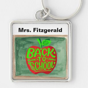 Porte-clés Retour à l'école Chalkboard Red Apple Porte - clé