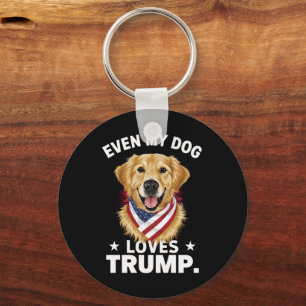 Porte-clés Retriever Même Mon Chien Aime Trump USA Drapeau