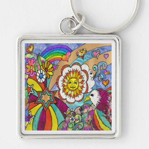 Porte-clés Retro 60s Psychedelic Sunshine Aigle Cadeaux