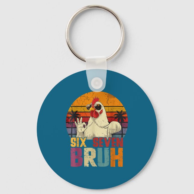 Porte-clés Retro 67 Six Seven Bruh Funny Chicken With Sungles (Recto)