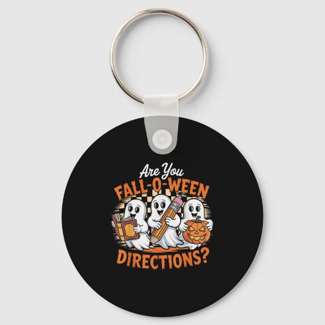 Porte-clés Retro Are You Fall O Ween Directions Ghost Hallowe (Recto)