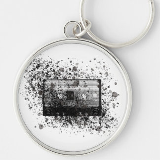 Porte-clés Rétro Audio Capteur Hipster Spatter Noir ++Blanc