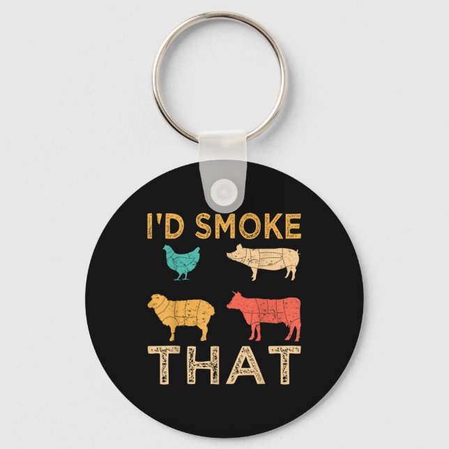 Porte-clés Retro Bbq Je Fumerais Ce Barbecue Drôle Cadeau Gri (Recto)