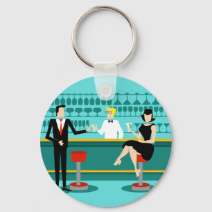 Porte-clés Retro Cocktail Lounge Button Porte - clé