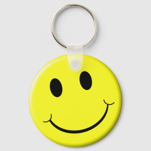 Porte-clés Retro Face brillant sourire jaune