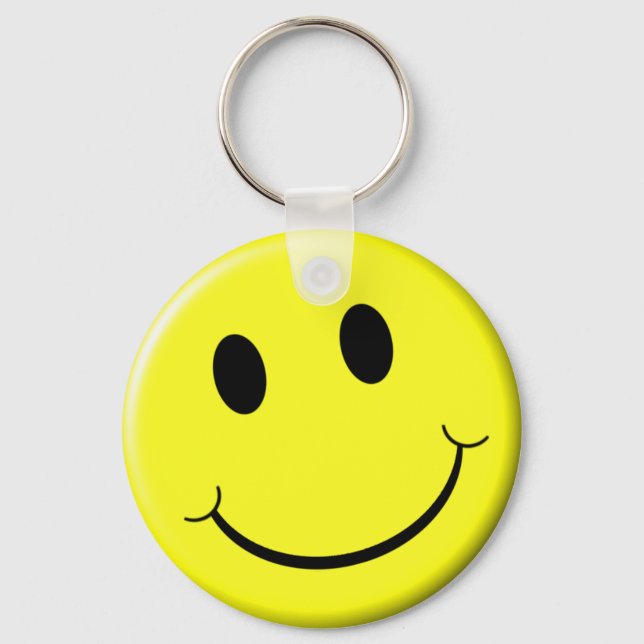 Porte-clés Retro Face brillant sourire jaune (Recto)
