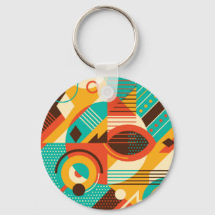 Porte-clés Rétro géométrique coloré : abstraction vintage.