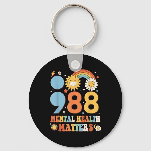 Porte-clés Retro Groovy 988 Mental Health S Suicide Preventio (Recto)