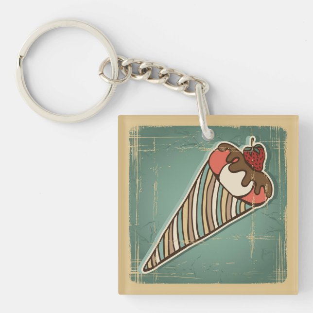 Porte-clés Rétro illustration de crème glacée (Devant)