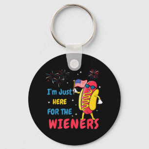 Porte-clés Retro Je suis juste ici pour les Wieners 4 juillet