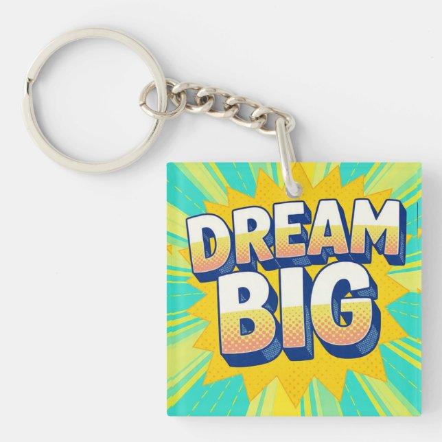 Porte-clés Retro lettering dream big text (Devant)