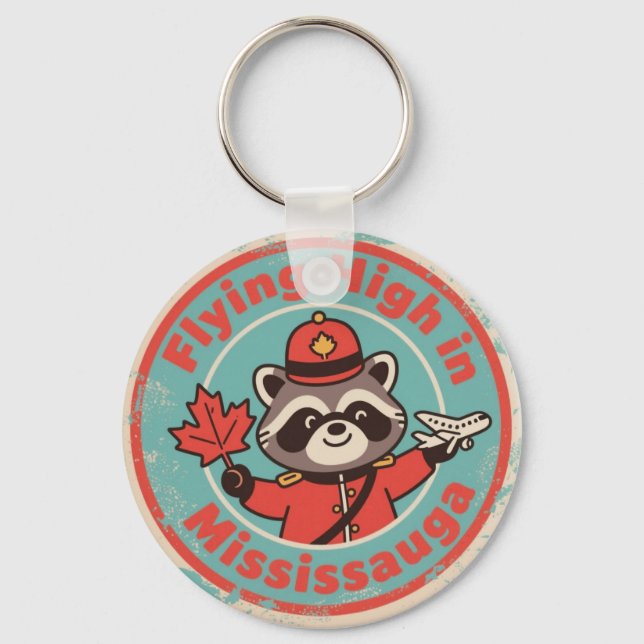 Porte-clés Retro Mississauga Raccoon Mountie (Recto)