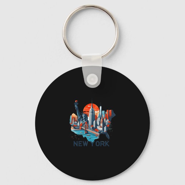 Porte-clés Retro New York Skyline Silhouette  (Recto)