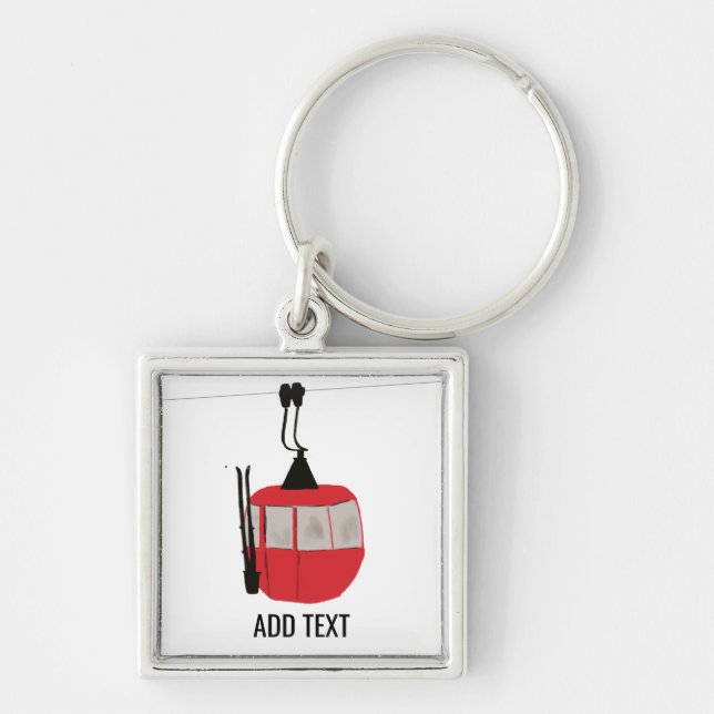 Porte-clés Retro Red Ski Gondola Lift Personnalisé (Devant)