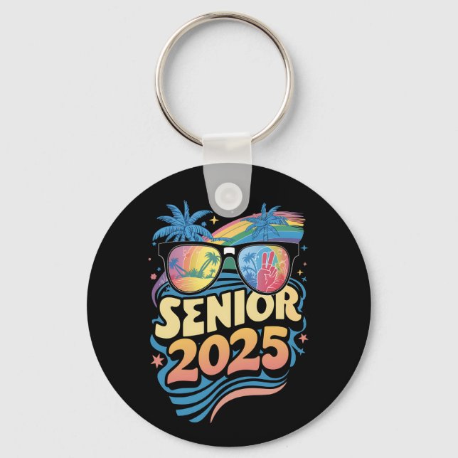 Porte-clés Retro Senior 2025 Classe De Diplôme De 2025 (Recto)