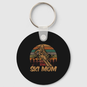 Porte-clés Retro Ski Maman Sunset Cadeau Mère Ventilateur Ski