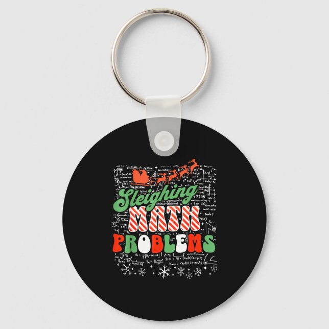 Porte-clés Retro Sleighing Math Problems Santa Math Teacher C (Recto)