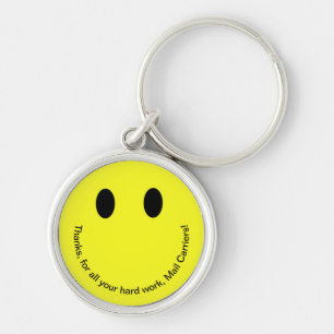 Porte-clés Retro Smile Face MERCI Texte brillant Jaune