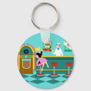 Porte-clés Retro Soda Fountain Button Keychain