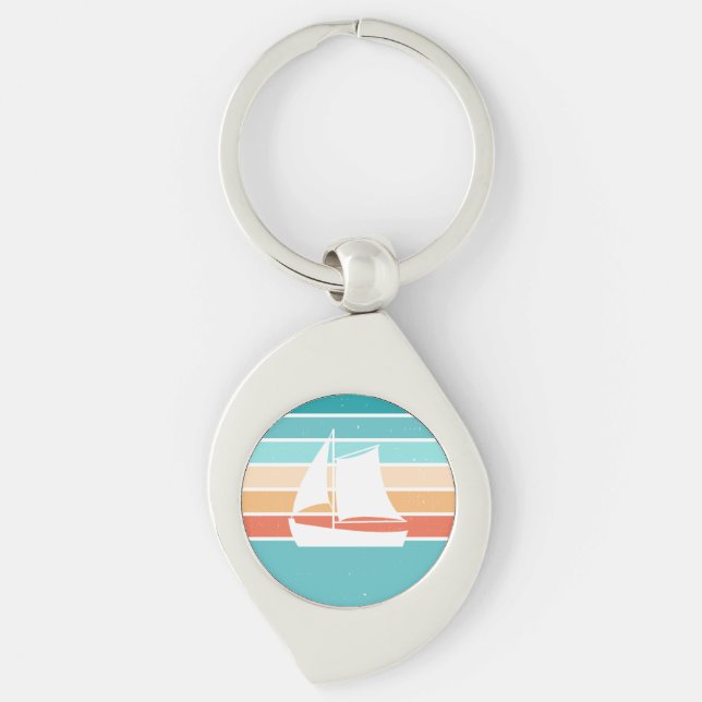 Porte-clés Retro Sunset Effet Perdu + Voilier (Devant)