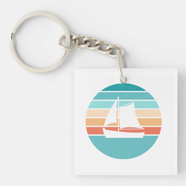 Porte-clés Retro Sunset Effet Perdu + Voilier (Devant)