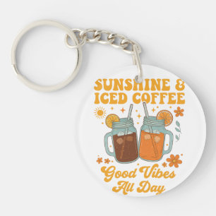 Porte-clés Rétro Sunshine et Café Glacé Bonnes Vib