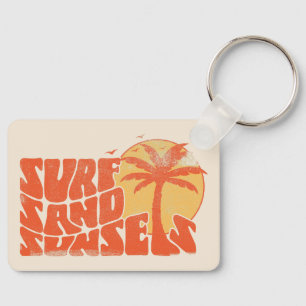 Porte-clés Retro Surf Sand Sunsets Palm Tree Beach Vibes
