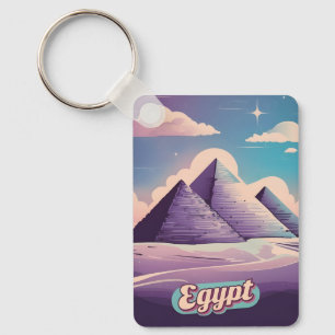Porte-clés Retro Travel 80s Synthwave Ancienne Égypte Pyramid