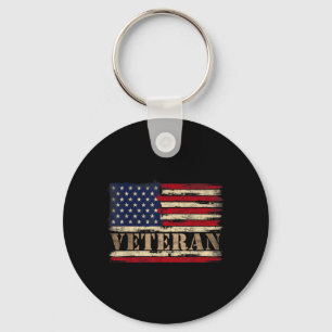 Porte-clés Retro Veteran Texte Gras Drapeau Usa Fête Des Père