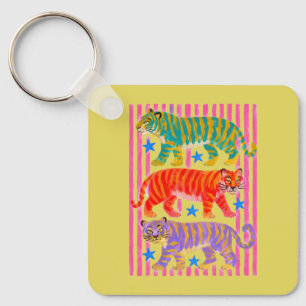Porte-clés rêves de tigre arc-en-ciel
